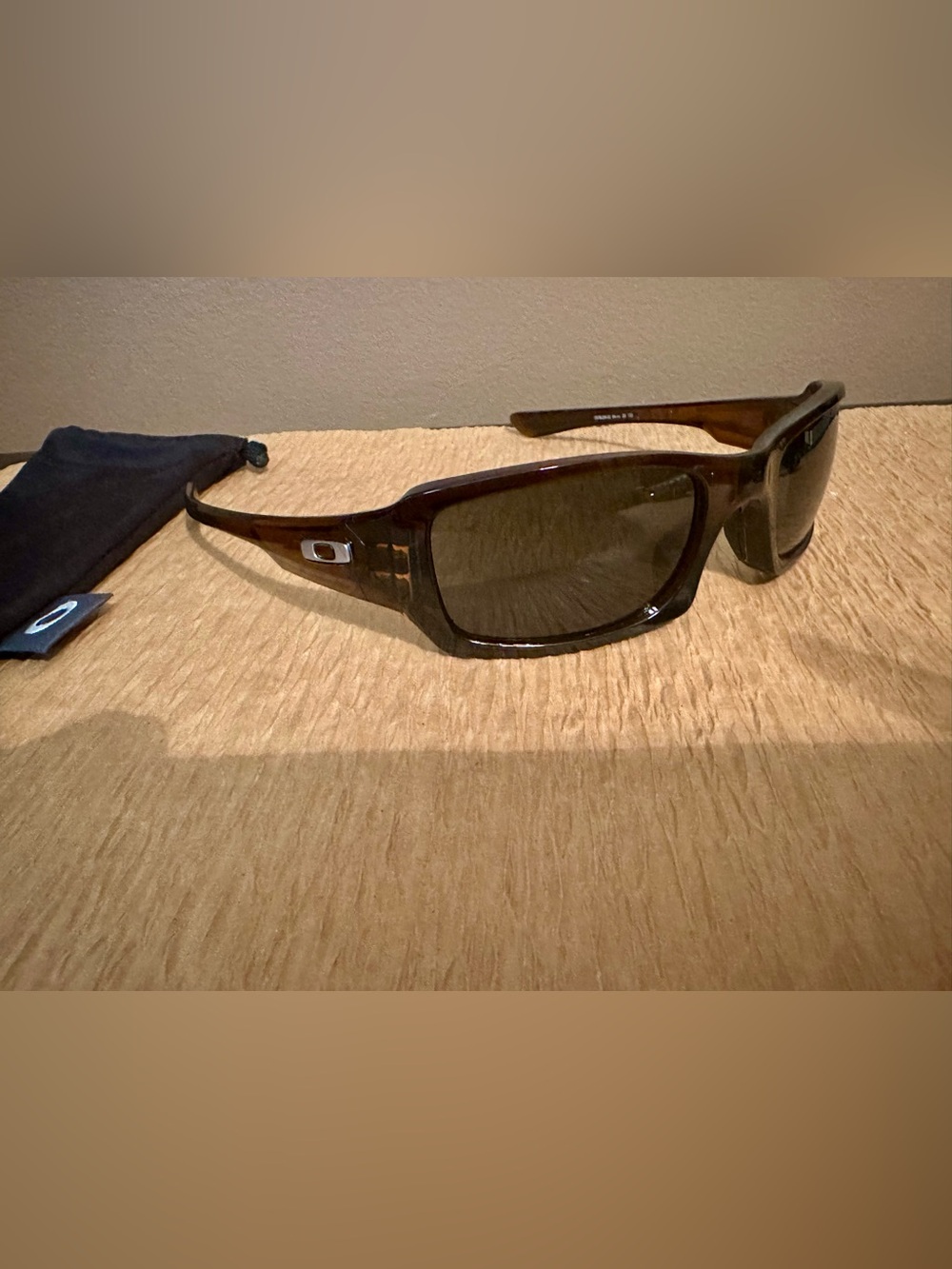 Oakley Fives Rectangular Sunglasses in Brown with Smoke Lenses